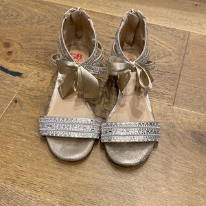 GB Girls Low Heel Rhinestone Sandals Size 1